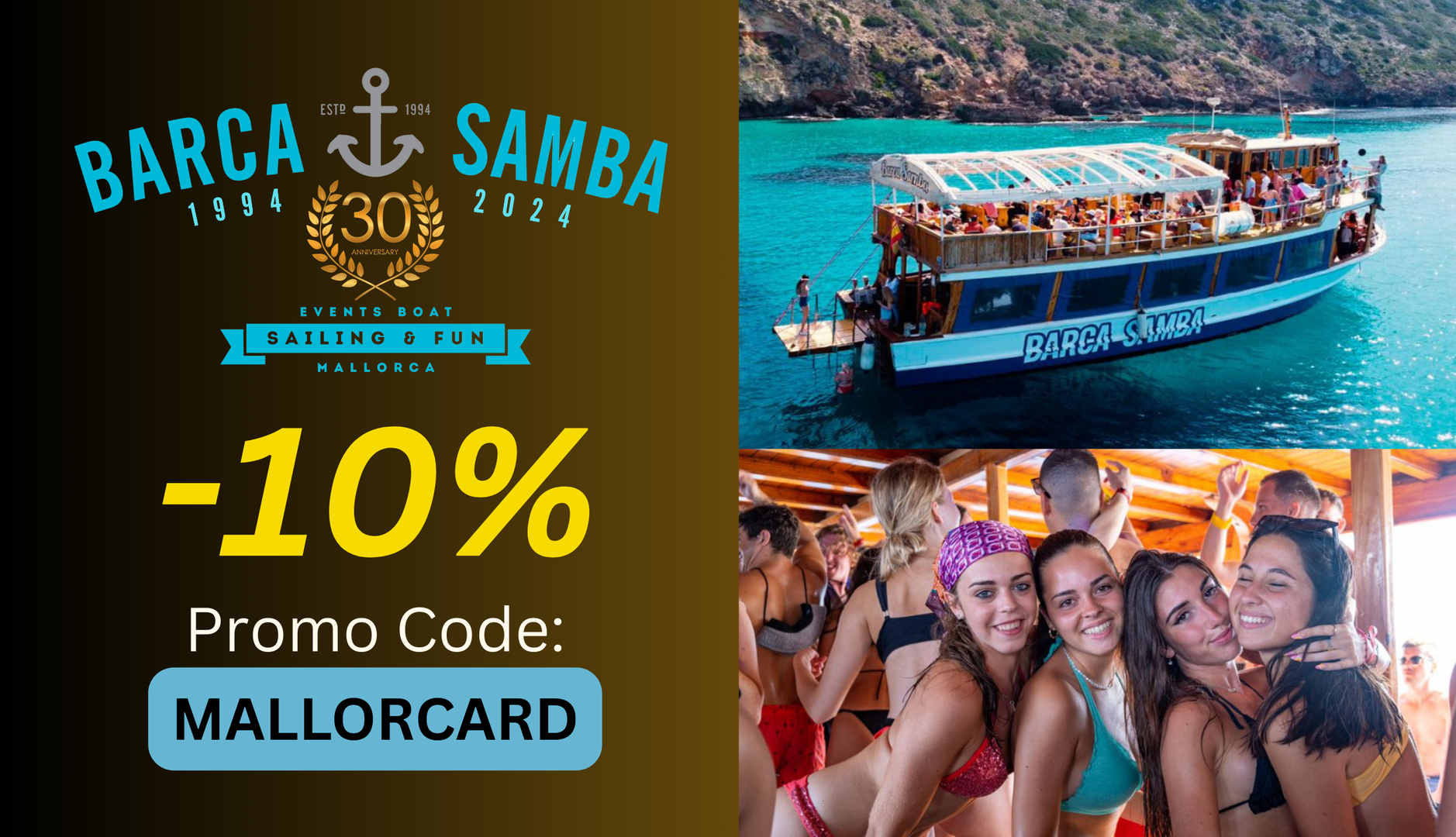 Barca Samba Boat Experience Palma de Mallorca promo code MALLORCARD