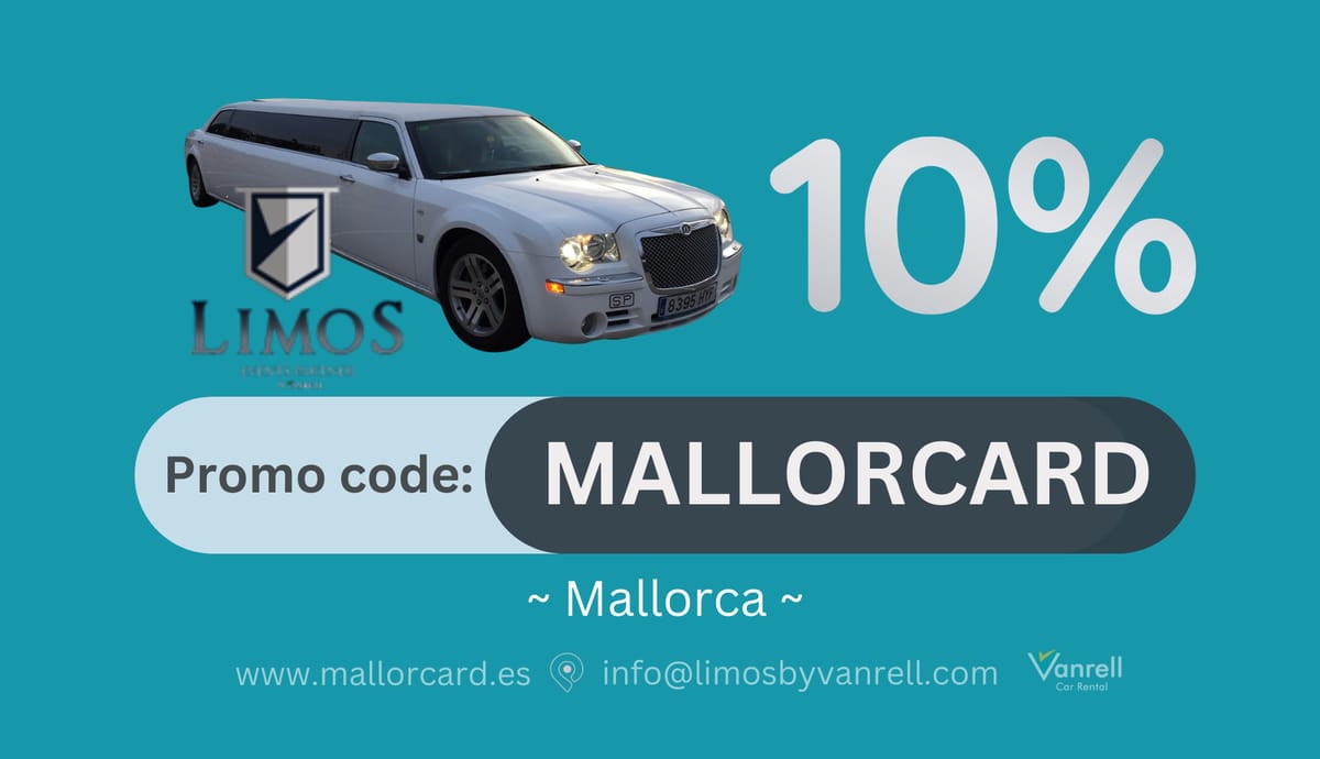 Limos by Vanrell promo code MALLORCARD Vanrell Limo Service Mallorca, Transport, -10% deal, promo code MALLORCARD, Palma de Mallorca Aeropuerto, Limos by Vanrell promo code MALLORCARD