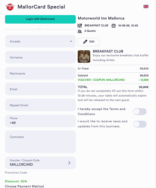 Motorworld Inn Mallorca Promo Code Redemption 20% Off BBQ Night Mallorca at Motorworld Inn Palma, Gastronomy | Foodies, -20% deal, promo code MALLORCARD, Palma de Mallorca, Motorworld Inn Mallorca Promo Code