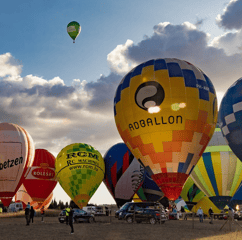 Mallorca Balloons, Activities & Sightseeing, Manacor, Mallorca, photo 3, A group of colorful hot air balloons prepares for takeoff at sunrise