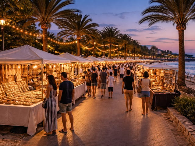 Mercado noturno Sa Coma Maiorca, Sa Coma, Mallorca, photo