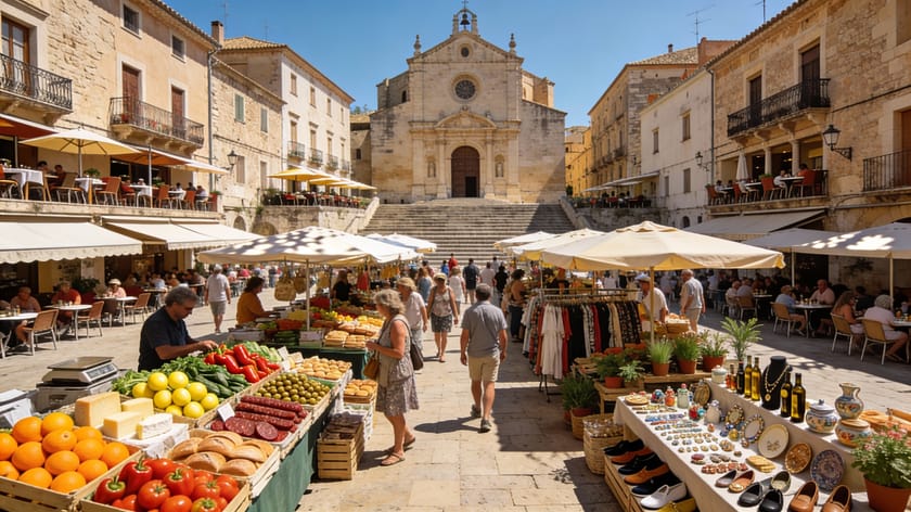 Mercado semanal Pollensa Maiorca, Pollensa, Mallorca