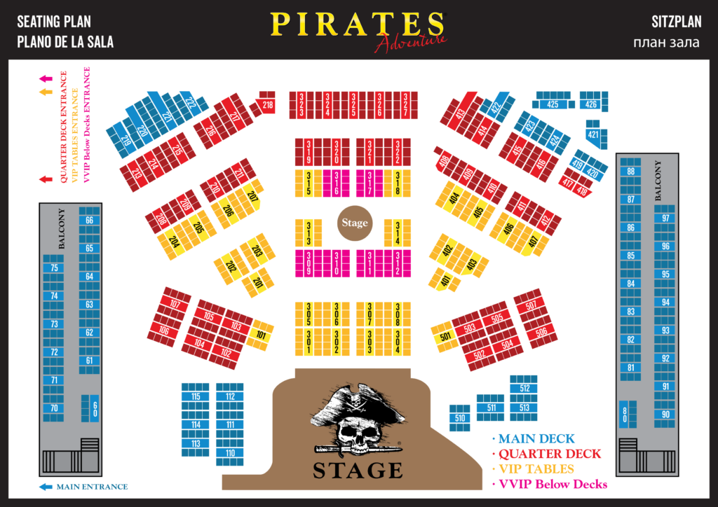 Pirates Adventure Dinner Show Mallorca Magaluf Seating Plan