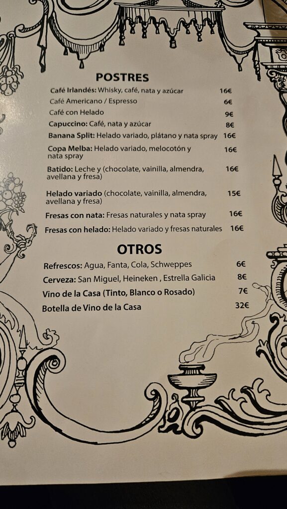 Menu Abaco Palma de Mallorca